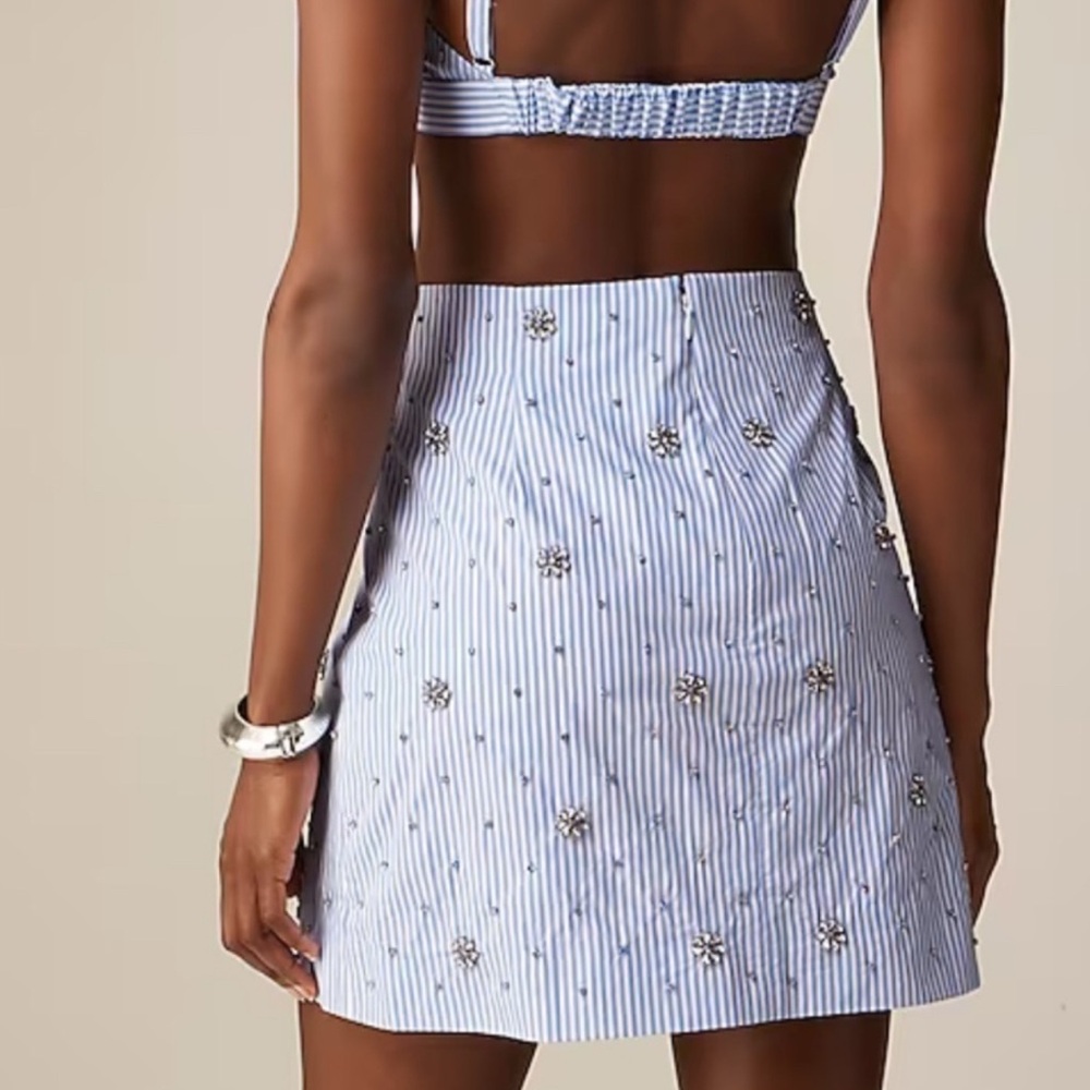 JCREW COLLECTION Embellished Striped Mini Skirt🩵🐚